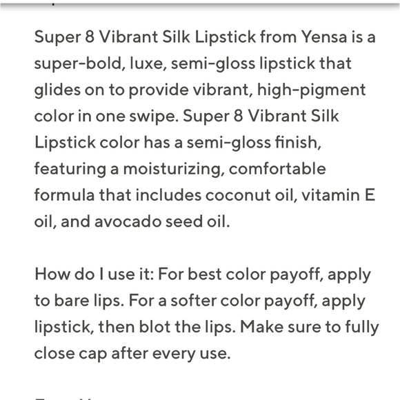 NEW YENSA Super 8 vibrant silk lipstick - Picture 10 of 10